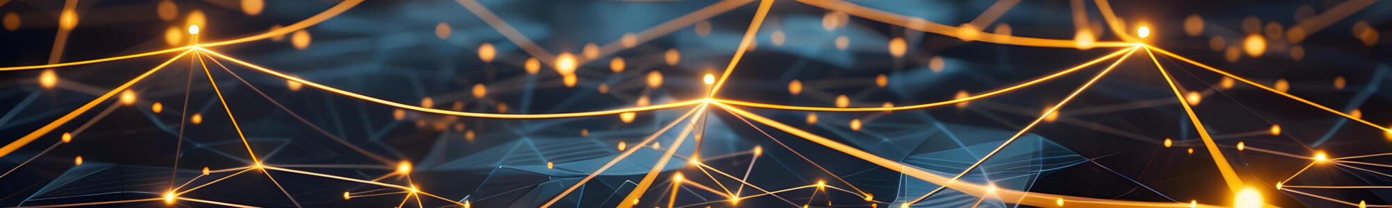 Abstract depiction of a digital network with interconnected illuminated nodes.